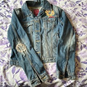 Lucky brand embroidered jean jacket